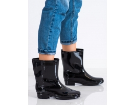 Trendy čierne dámske  gumáky na plochom podpätku