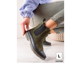 Trendy  kotníčkové boty dámské zelené bez podpatku