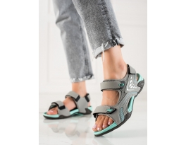 Originální  sandály šedo-stříbrné dámské bez podpatku
