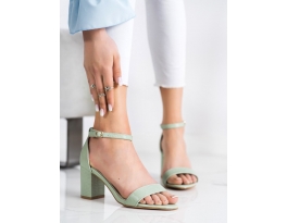 Moderní  sandály zelené dámské na širokém podpatku
