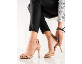 Designové hnědé dámské  sandály na jehlovém podpatku