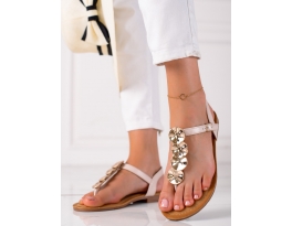 Krásné hnědé dámské  sandály bez podpatku