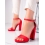 Trendy  sandály dámské červené na širokém podpatku