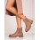 Exkluzívní hnědé  kotníčkové boty dámské na plochém podpatku