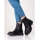 Zajímavé  kotníčkové boty dámské černé na plochém podpatku