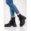 Pěkné  kotníčkové boty černé dámské na plochém podpatku