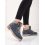 Designové  kotníčkové boty modré dámské na plochém podpatku