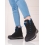 Zajímavé černé  trekingové boty dámské bez podpatku