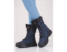 Trendy dámské modré  trekingové boty bez podpatku