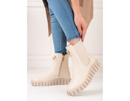 Komfortní  kotníčkové boty dámské hnědé bez podpatku