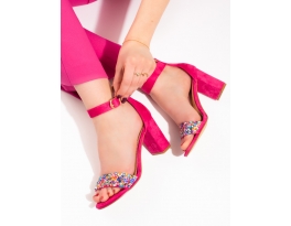Praktické  sandále dámske ružové na širokom podpätku