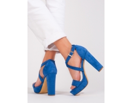 Komfortné dámske  sandále modré na ihlovom podpätku