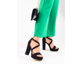 Luxusné  sandále dámske čierne na ihlovom podpätku
