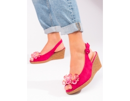 Krásne ružové dámske  sandále na kline