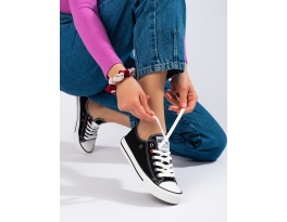 Trendy černé dámské  tenisky bez podpatku