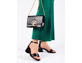 Trendy  sandály černé dámské na širokém podpatku