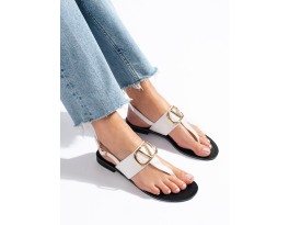 Komfortní dámské  sandály bílé bez podpatku