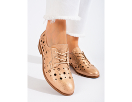 Trendy hnědé dámské  polobotky bez podpatku