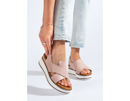 Designové  sandály hnědé dámské na klínku