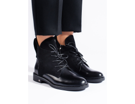 Komfortní dámské černé  kotníčkové boty płaski