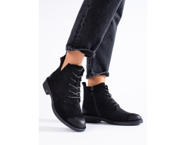 Krásné  kotníčkové boty dámské černé płaski