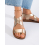 Klasické zlaté  sandály dámské na plochém podpatku
