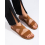 Krásné  sandály dámské hnědé na plochém podpatku