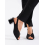 Luxusní dámské  sandály černé na širokém podpatku