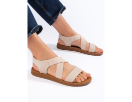Výborné hnědé  sandály dámské na plochém podpatku