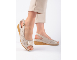 Originální  sandály hnědé dámské na klínku