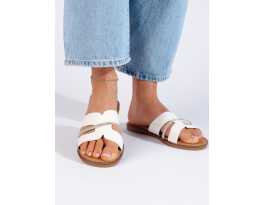 Exkluzívní  sandály dámské bílé bez podpatku