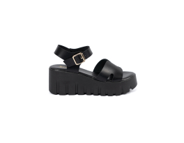 Trendy dámské černé  sandály platforma