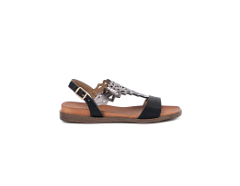 Trendy černé dámské  sandály bez podpatku